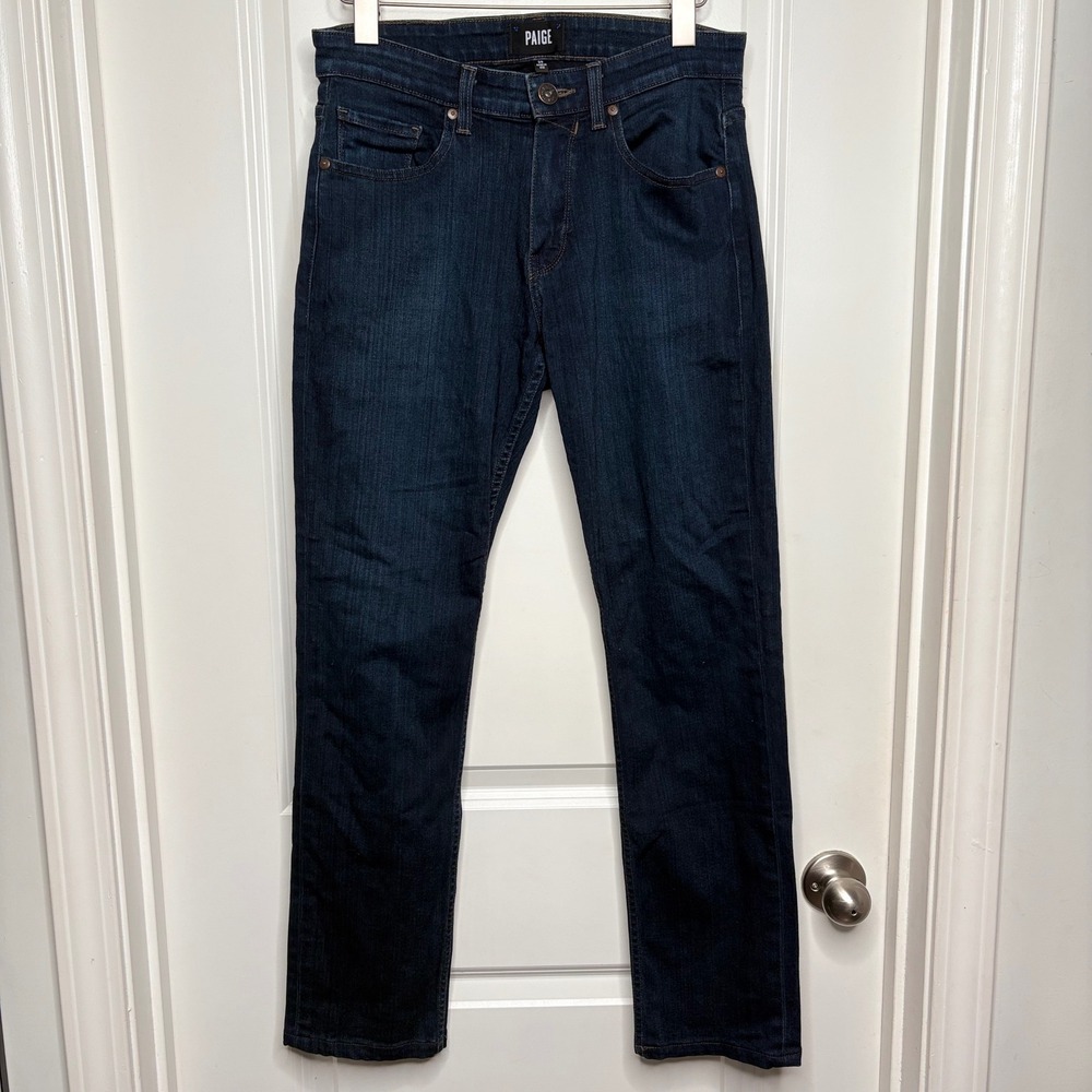 PAIGE Federal Slim Straight Leg Jeans Dark Indigo Blue Size 29 Made in USA